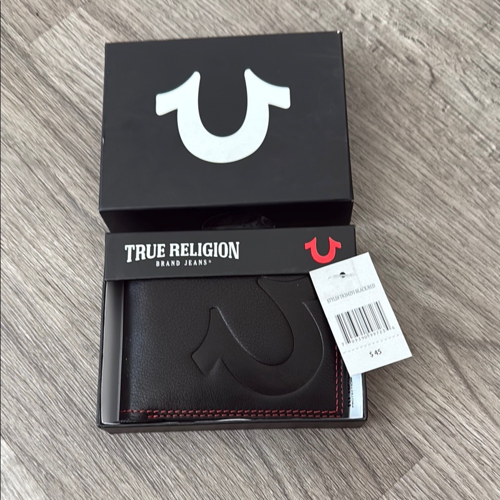 True Religion Black and Red Card Holder